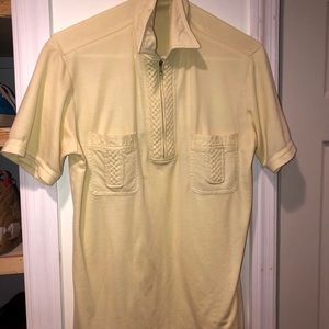 Old school quarter zip yellow shirt.